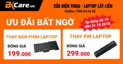KM - Pin Laptop Đồng giá 299k, Bàn phím Lapop 199k